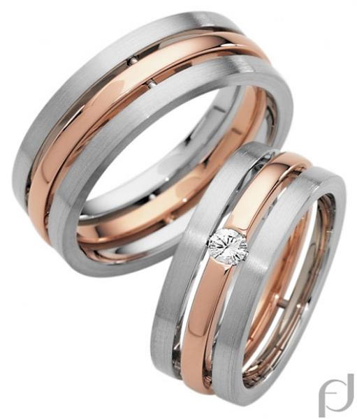 Trauringe Weiss-Rotgold von Furrer Jacot 71-82450 + 71-27450